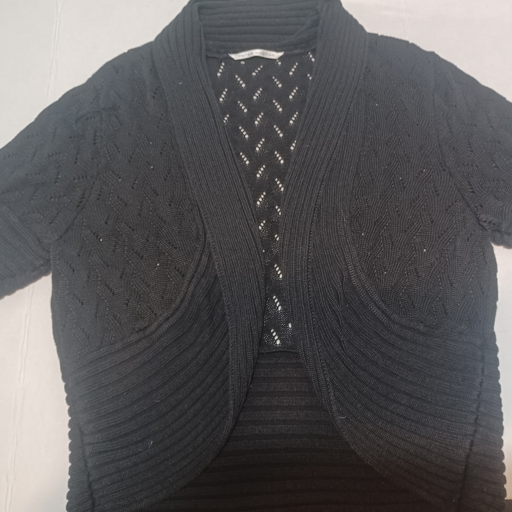 Peter Nygard Black Textured Knit Shrug
